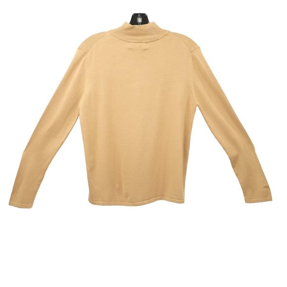 Lisa International Wool Vest Mock Neck Knit Top Set M Faux Fur Trim Brown Tan - Picture 15 of 16